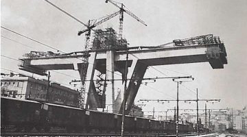 Sezione del ponte Morandi in costruzione