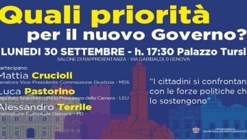 Genova, incontro pubblico Pd,M5S e Leu: "Quali priorità per il nuovo Governo?"