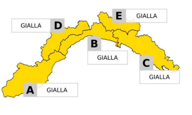E' stata modificata l'Allerta Gialla per la Liguria con una nuova scansione oraria.