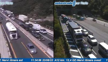 Sulla A12  nel tratto compreso tra Genova Nervi e Genova Est, un incidente sta provocando 6 km di coda in direzione Genova