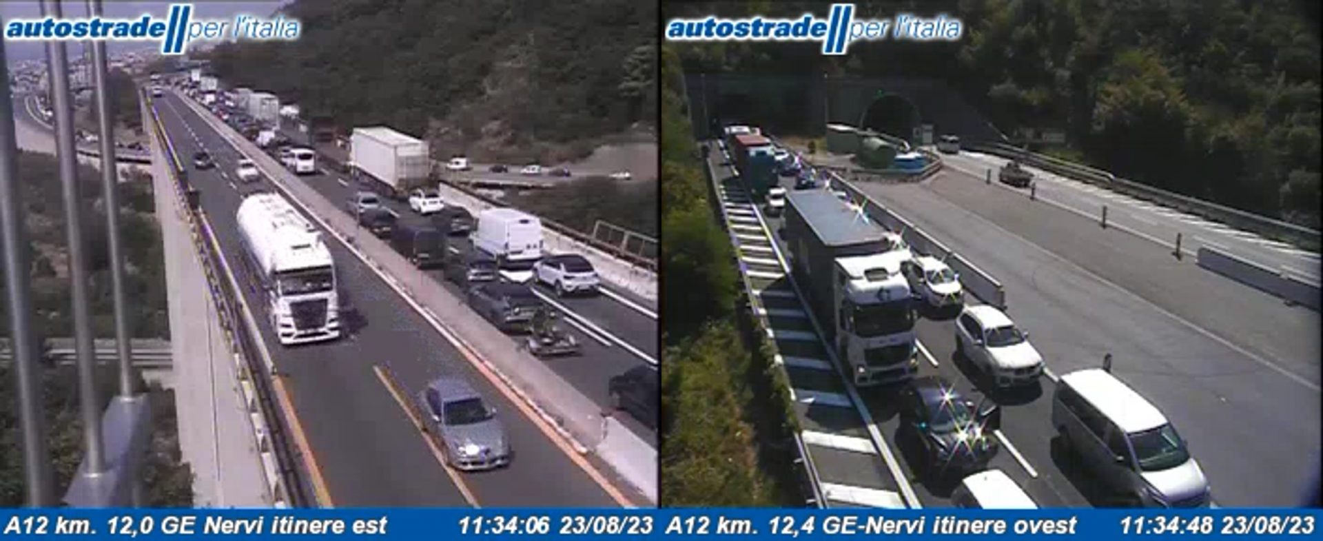 Sulla A12  nel tratto compreso tra Genova Nervi e Genova Est, un incidente sta provocando 6 km di coda in direzione Genova