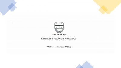 Coronavirus: ordinanza 3-2020 Regione Liguria